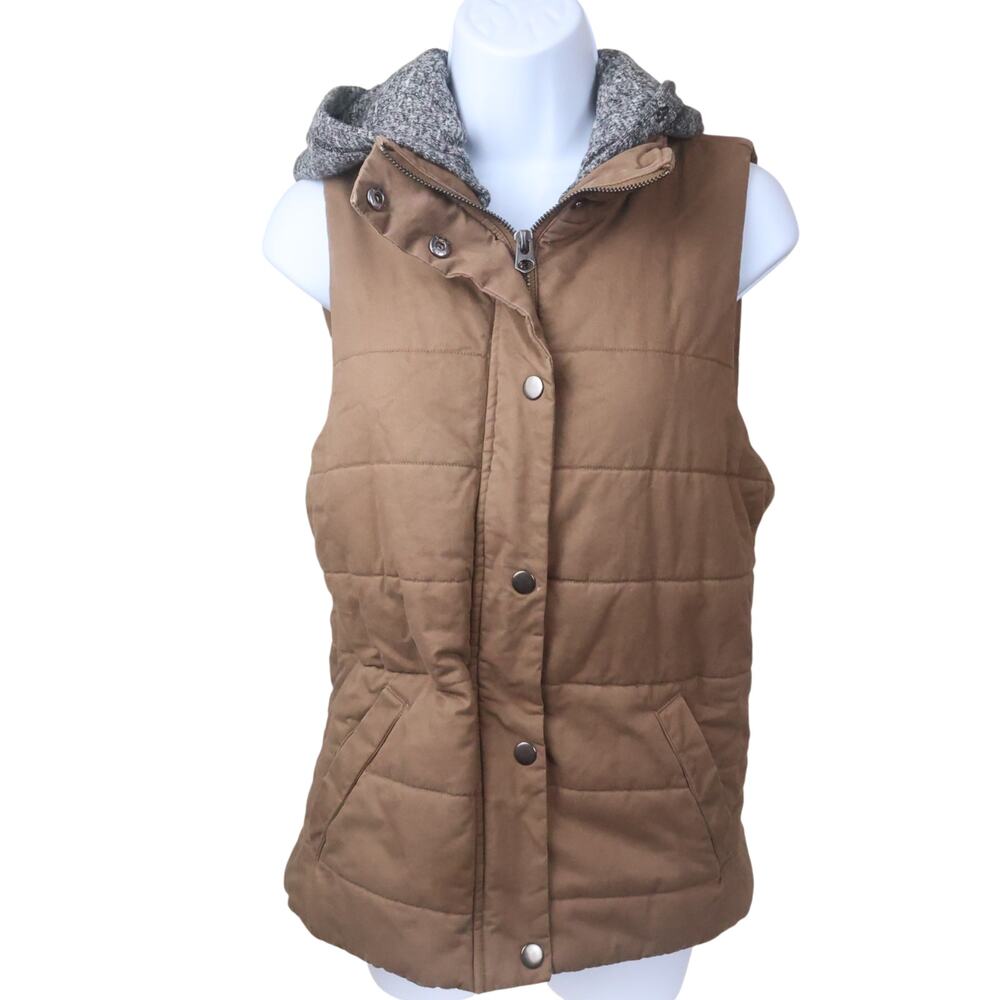 Brown Quilted Hooded Puffer Vest Women’s M